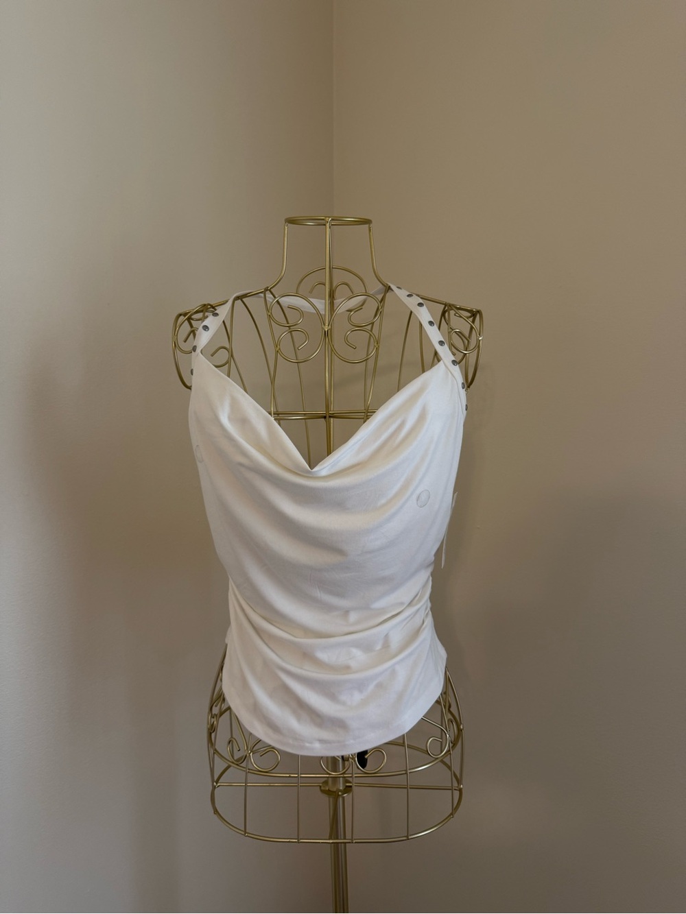 PacSun White Draped Cowl Halter Tank